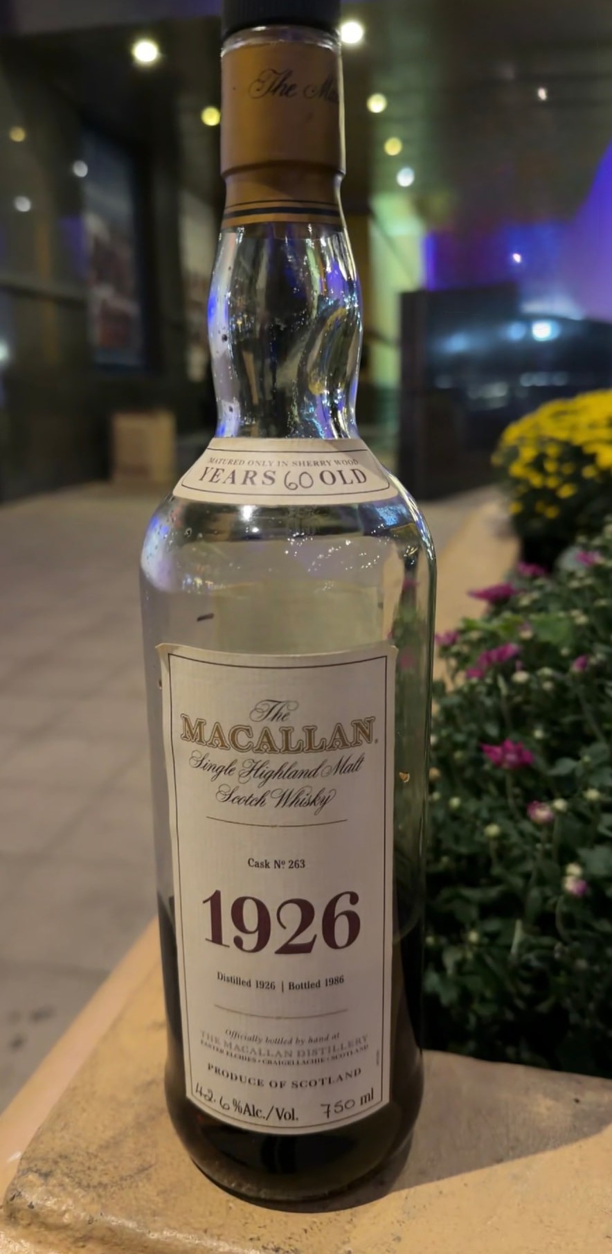 Seller's opened Macallan 1926 bottle, label stating Cask No. 263